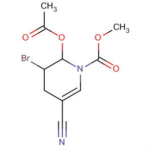 1(2H)-Pyridinecarboxylic acid,2-(acetyloxy)-3-bromo-5-cyano-3,4-dihydro-, methyl ester, trans- molecular structure