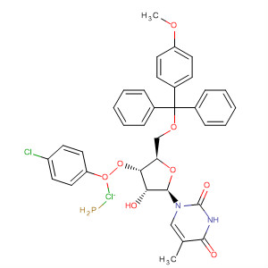 Thymidine, 5'-O-[(4-methoxyphenyl)diphenylmethyl]-, 3'-(4-chlorophenylphosphorochloridate) molecular structure