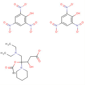 1-Piperidineethanol, a-[(diethylamino)methyl]-, acetate (ester), compd.with 2,4,6-trinitrophenol (1:2) molecular structure