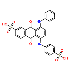 9,10-dioxo-8-(phenylamino)-5-[(4-sulfophenyl)amino]-9,10-dihydroanthracene-2-sulfonic acid molecular structure