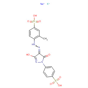 Benzenesulfonic acid,4-[[1,5-dihydro-3-hydroxy-5-oxo-1-(4-sulfophenyl)-4H-pyrazol-4-ylidene]hydrazino]-3-methyl-, monopotassium monosodium salt molecular structure