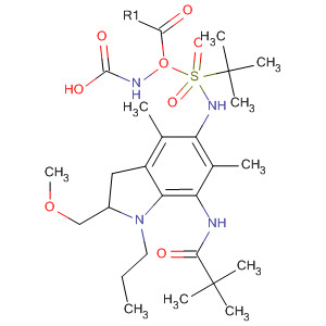 Carbamic acid,[[[7-[(2,2-dimethyl-1-oxopropyl)amino]-2,3-dihydro-2-(methoxymethyl)-4,6-dimethyl-1-propyl-1H-indol-5-yl]amino]sulfonyl]-, 1,1-dimethylethylester molecular structure