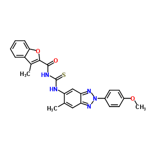 N-{[2-(4-methoxyphenyl)-6-methyl-2H-benzotriazol-5-yl]carbamothioyl}-3-methyl-1-benzofuran-2-carboxamide molecular structure