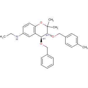 2H-1-Benzopyran-6-amine,N-ethyl-3,4-dihydro-2,2-dimethyl-3-[(4-methylphenyl)methoxy]-4-(phenylmethoxy)-, (3R,4S)-rel- molecular structure
