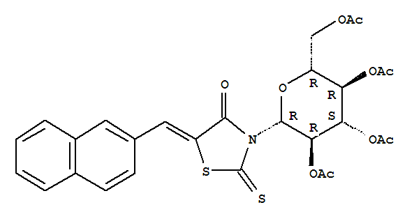 (5Z)-5-(naphthalen-2-ylmethylidene)-3-(2,3,4,6-tetra-O-acetylhexopyranosyl)-2-thioxo-1,3-thiazolidin-4-one molecular structure