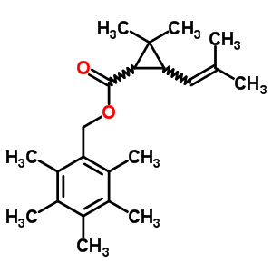 pentamethylbenzyl 2,2-dimethyl-3-(2-methylprop-1-en-1-yl)cyclopropanecarboxylate molecular structure