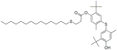 2-(1,1-dimethylethyl)-4-[[5-(1,1-dimethylethyl)-4-hydroxy-2-methylphenyl]thio]-5-methylphenyl 3-(tetradecylthio)propionate molecular structure