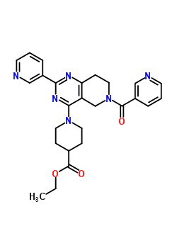 Ethyl 1-[6-(pyridine-3-carbonyl)-2-pyridin-3-yl-7,8-dihydro-5h-pyrido[4,3-d]pyrimidin-4-yl]piperidine-4-carboxylate molecular structure