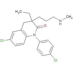 2(1H)-Quinolinone,6-chloro-1-(4-chlorophenyl)-3-ethyl-3,4-dihydro-3-[3-(methylamino)propyl]- molecular structure