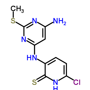 3-{[6-amino-2-(methylsulfanyl)pyrimidin-4-yl]amino}-6-chloropyridine-2(1H)-thione molecular structure