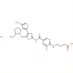 Butanoic acid,4-[[3-chloro-5-[[[5-[(2-methyl-1-pyrrolidinyl)methyl]-4-(4-methyl-2-thienyl)-2-thiazolyl]amino]carbonyl]-2-pyridinyl]amino]-, monohydrochloride molecular structure
