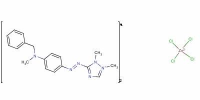 bis[3-[[4-[benzylmethylamino]phenyl]azo]-1,2-dimethyl-1H-1,2,4-triazolium] tetrachlorozincate molecular structure