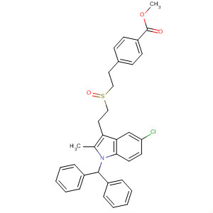 Benzoic acid,4-[2-[[2-[5-chloro-1-(diphenylmethyl)-2-methyl-1H-indol-3-yl]ethyl]sulfinyl]ethyl]-, methyl ester molecular structure