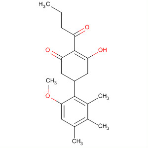 2-Cyclohexen-1-one,3-hydroxy-5-(6-methoxy-2,3,4-trimethylphenyl)-2-(1-oxobutyl)- molecular structure