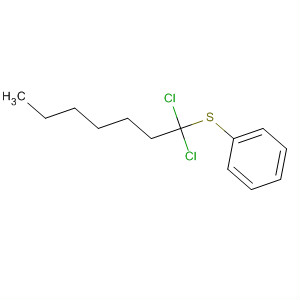 Benzene, [(1,1-dichloroheptyl)thio]- molecular structure