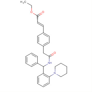 2-Propenoic acid,3-[4-[2-oxo-2-[[phenyl[2-(1-piperidinyl)phenyl]methyl]amino]ethyl]phenyl]-, ethyl ester molecular structure