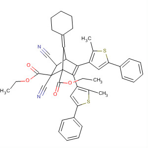Bicyclo[2.2.1]hept-5-ene-1,2-dicarboxylic acid,2,3-dicyano-7-cyclohexylidene-5,6-bis(2-methyl-5-phenyl-3-thienyl)-,1,2-diethyl ester molecular structure