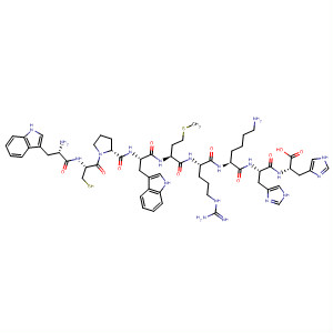 L-Histidine,L-tryptophyl-L-cysteinyl-L-prolyl-L-tryptophyl-L-methionyl-L-arginyl-L-lysyl-L-histidyl- molecular structure