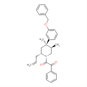 1,2-Ethanedione,1-[(2R,4R,5R)-4,5-dimethyl-4-[3-(phenylmethoxy)phenyl]-2-(2-propen-1-yl)-1-piperidinyl]-2-phenyl- molecular structure