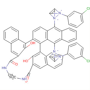 2-Naphthalenecarboxamide,4,4'-[9,10-anthracenediylbis[2,1-ethenediyl(3-chloro-4,1-phenylene)azo]]bis[3-hydroxy-N-methyl- molecular structure