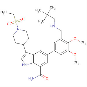 1H-Indole-7-carboxamide,5-[3-[[(2,2-dimethylpropyl)amino]methyl]-4,5-dimethoxyphenyl]-3-[1-(ethylsulfonyl)-4-piperidinyl]- molecular structure