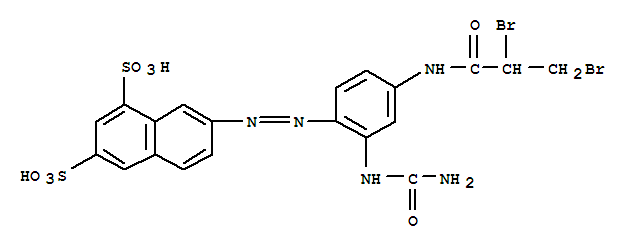 7-[[2-[(aminocarbonyl)amino]-4-[(2,3-dibromo-1-oxopropyl)amino]phenyl]azo]naphthalene-1,3-disulphonic acid molecular structure