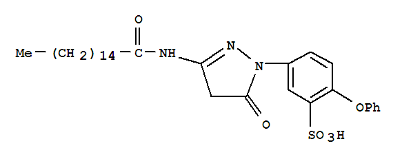 5-[4,5-dihydro-5-oxo-3-[(1-oxohexadecyl)amino]-1H-pyrazol-1-yl]-2-phenoxybenzenesulphonic acid molecular structure